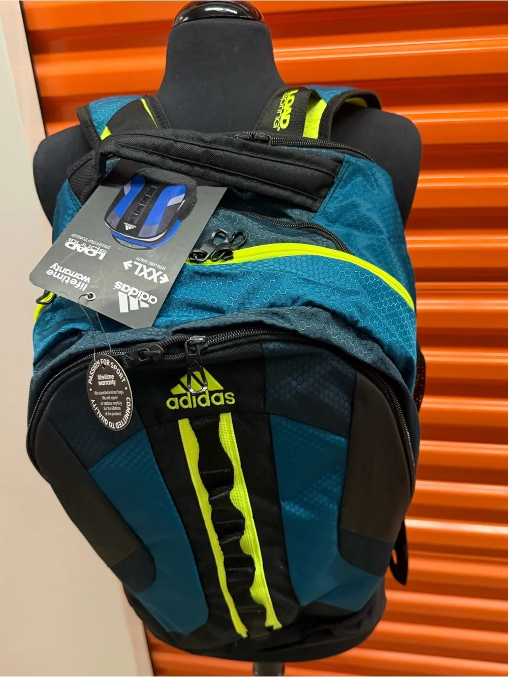 NWT Adidas Men's 2XL Prime Teal & Neon Green Performance Backpack